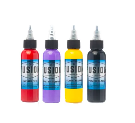 Sample Bright Set - FUSION Tattoo Inks - 4 Basic Primary Colors - 1/2 oz Bottles