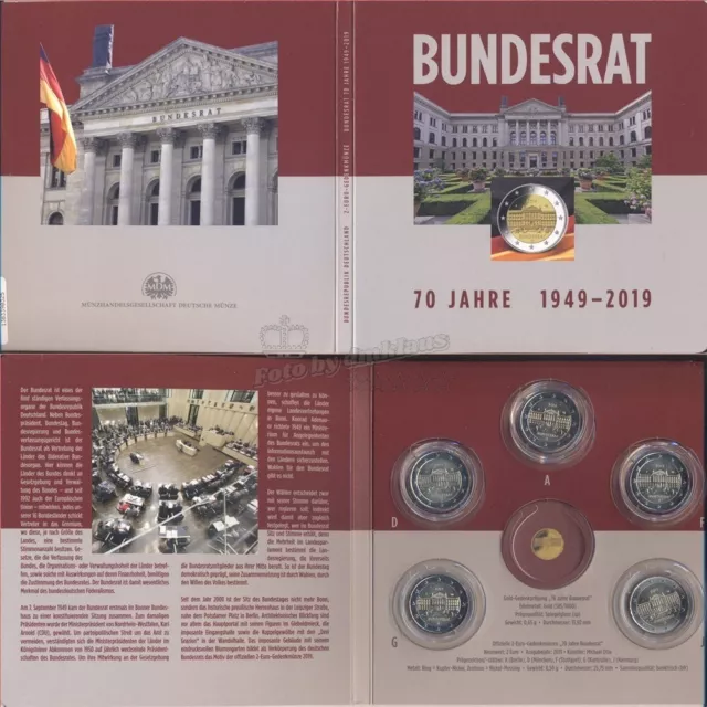 2019 70 Jahre Bundesrat, MDM-5x2€ Blister, A-J