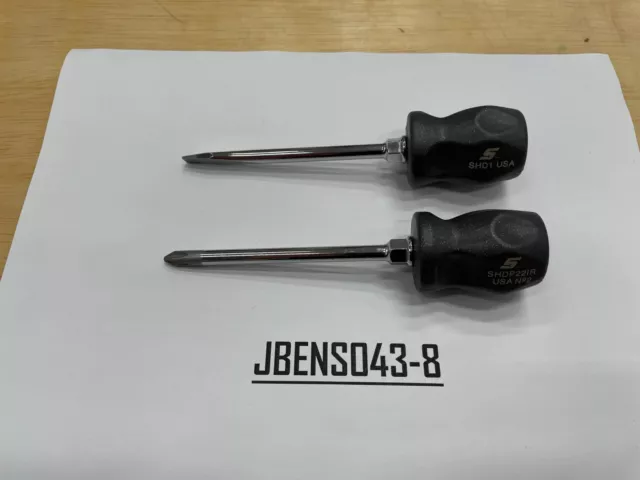 Snap-on Tools 2pc DARK TITANIUM Hard Stubby Grip Standard Shaft Screwdriver Set