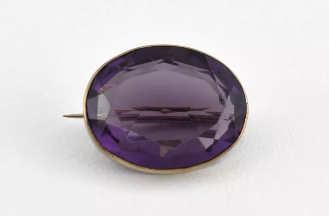 Antique William IV/Early Victorian 18ct Rose Gold Amethyst Paste Brooch, c1837