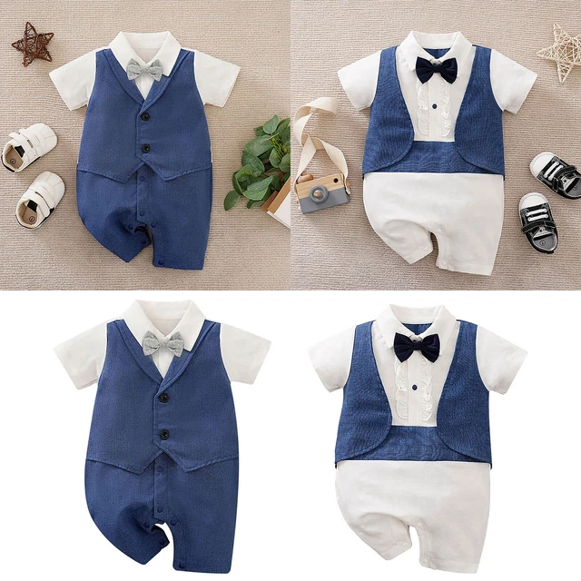 Rompenti da gentiluomo per bambini piccoli blocco colore neonato compleanno