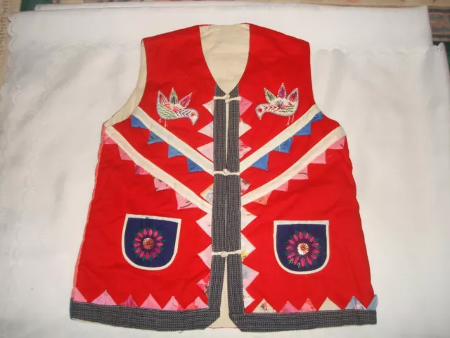 Vintage Kids Good Luck Animal Symbols Asian Embroidered Quilted Patchwork Vest