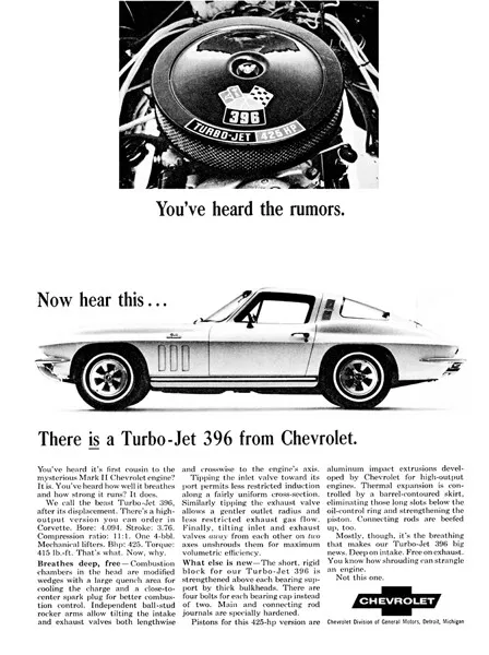 1965 Chevrolet Corvette Turbo-Jet 396 - Promotional Advertising Poster