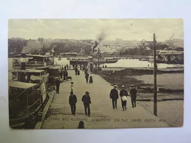 POSTCARD FERRY & PLEASURE STEAMERS on the SWAN PERTH WESTERN AUSTRALIA 1910