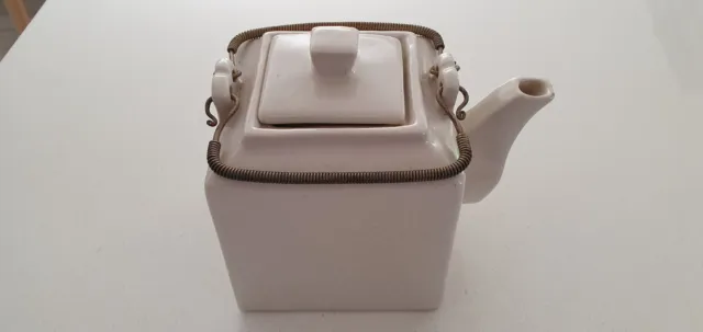 Japanese Square Ceramic Teapot With Wire Handle