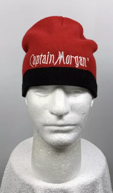 Captain Morgan Rum Beanie Hat Embroidered Red & Black