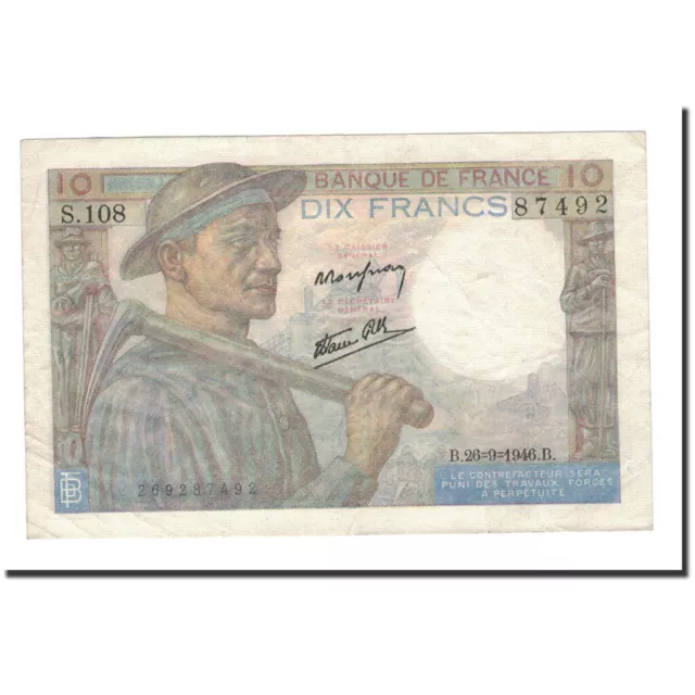 [#143133] France, 10 Francs, Mineur, 1946, 1946-09-26, AU, Fayette:8.15, KM:99,