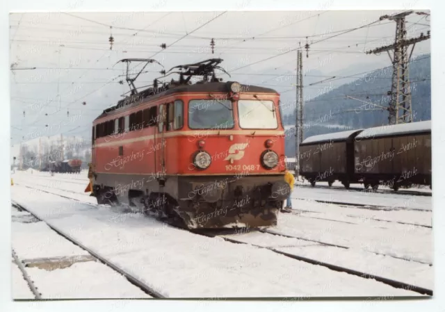 PE Foto Eisenbahn ÖBB BBÖ E-Lok 1042.048 Stainach-Irdning 2/1996 (A1426)