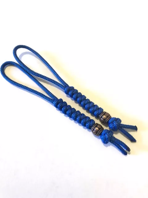 95 PARACORD MICRO Knife Lanyard 2pk, Blue Cord Snake Knot With Metal Bead  $14.59 - PicClick