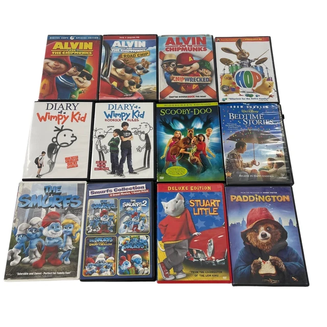 12 MOVIE DVD Lot Family Hop Alvin Wimpy Kid Smurfs Paddington Car Ride