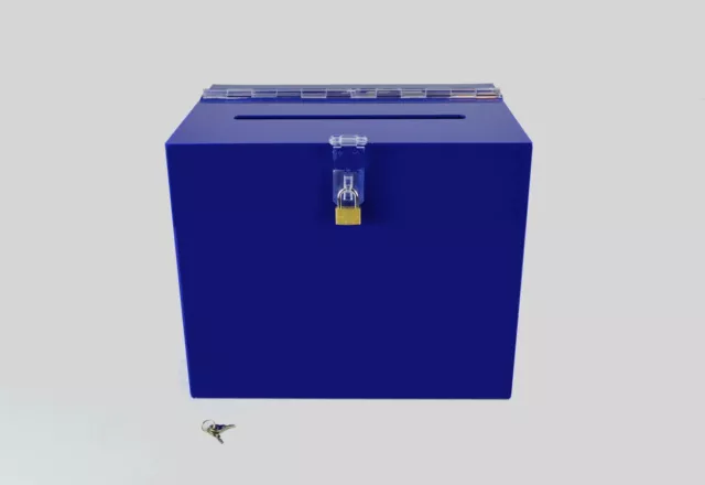 Large Lockable Acrylic Feedback Ballot Collection Suggestion Box BB0005 Dk Blue