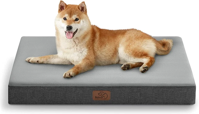 Bedsure Coussin Chien Mémoire de Forme - Tapis pour M(74x46x8cm), Gris