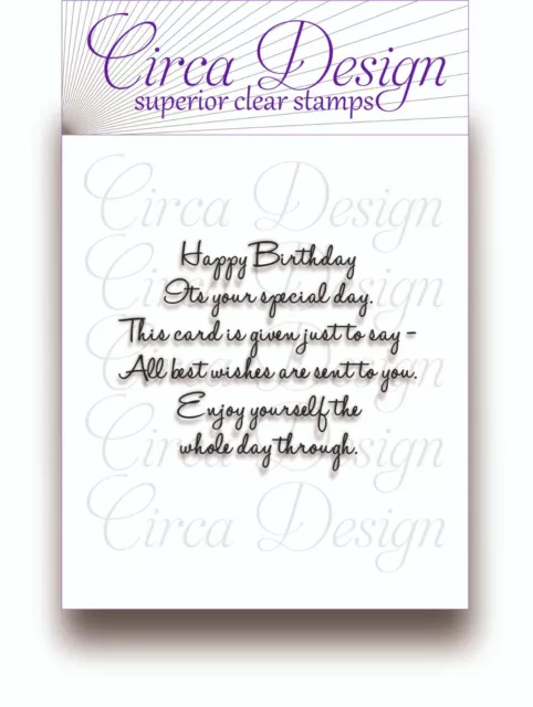 Clear Unmounted Birthday Verse Sentiment Rubber Stamp For Craft Projects. BDVS50
