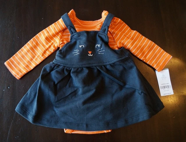 NWT 2 Pc Carter's Baby Girls Bodysuit & Jumper Set 3 Months Black Cat