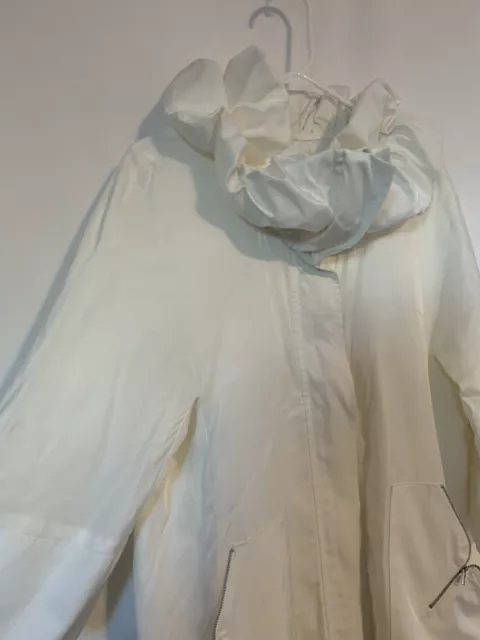 Ali Ro Womens Jacket 4 White Full Zip Mock Neck Pockets Lightweight Rain Coat 2