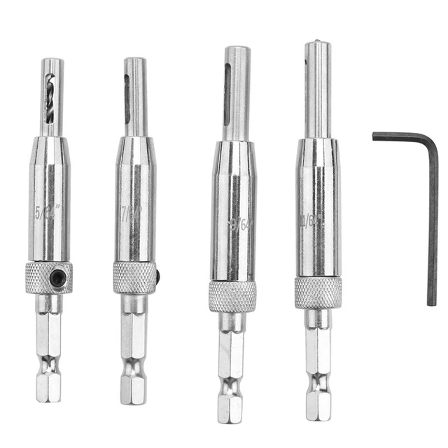 Center Drill Bit Set 5 PCS Self Centering Hinge Core Drill Bit Set for Wood H6R7