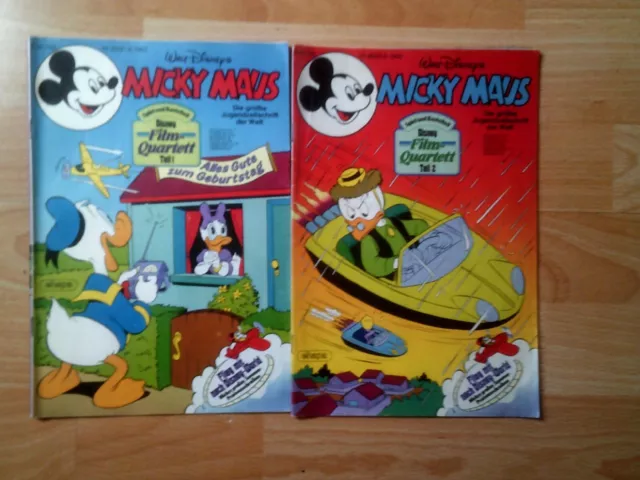 Micky Maus Nr. 25 und 26 von 1983  mit 2x Schnipp  und Film-Quartett Teil 1 + 2