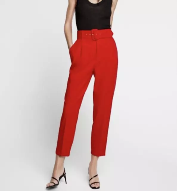 Zara HIGH WAISTED PANTS WITH FABRIC COVERED BELT size S Ref. 4387