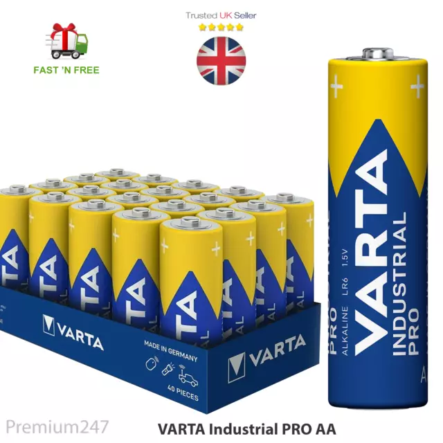 VARTA AA Industrial PRO Alkaline Long Lasting Batteries MN1500 1.5V LR6 BATTERY