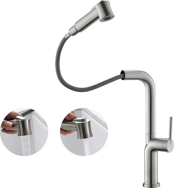 KENES Kitchen Sink Mixer Tap with Pull Out Sprayer, Single Lever Single Hole Kit