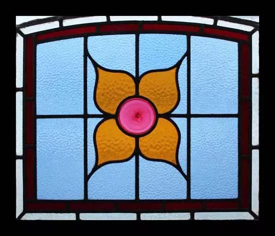 Victorian Petal Antique English Stained Glass Window