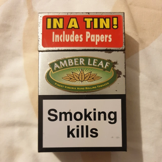 amber leaf tobacco tin AMBER LEAF METAL Cigarette Packet Design Empty Tobacco Tin With Sticker  used £16.15