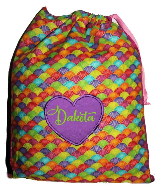 Kids Book Bag | Library Bag | Toy Bag | SML | Rainbow Shells | 1st Name FREE