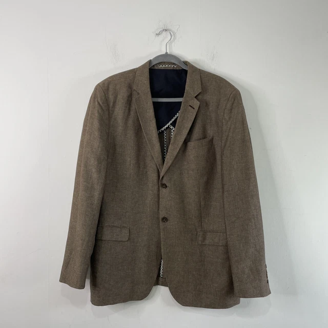 Blazer giacca Rocha John Rocha • lino marrone misto cotone • taglia 44"" circonferenza petto