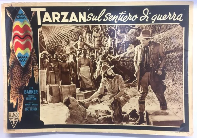 Vintage Original Italian Movie Poster Tarzan’s Peril Lex Barker Natives 1951