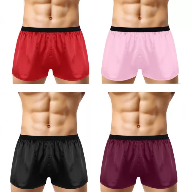 Mens Shiny Boxer Shorts Panties Lounge Sports Short Pants Swim Drawstring Trunks