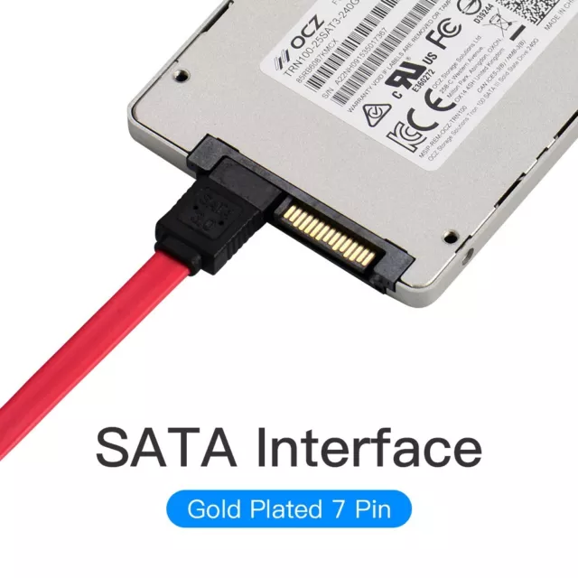 SATA Cable III 6Gbps 90 Right Angle Locking Serial ATA HDD SSD Data Lead 50cm 3