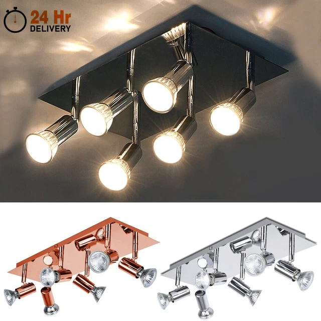 6 Way LED Ceiling Spot Light Fitting Kitchen GU10 Bulb Light Spotlights Bar Lamp