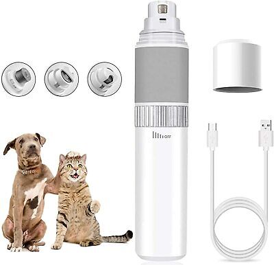 Professional Pet Nail Grinder & Clippers Quiet Rechargeable for Dog Cat White