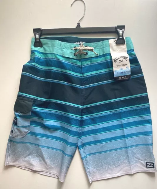 BILLABONG Recycler Boys Blue All Day Stripe Pro Performance Board Shorts NWT $59