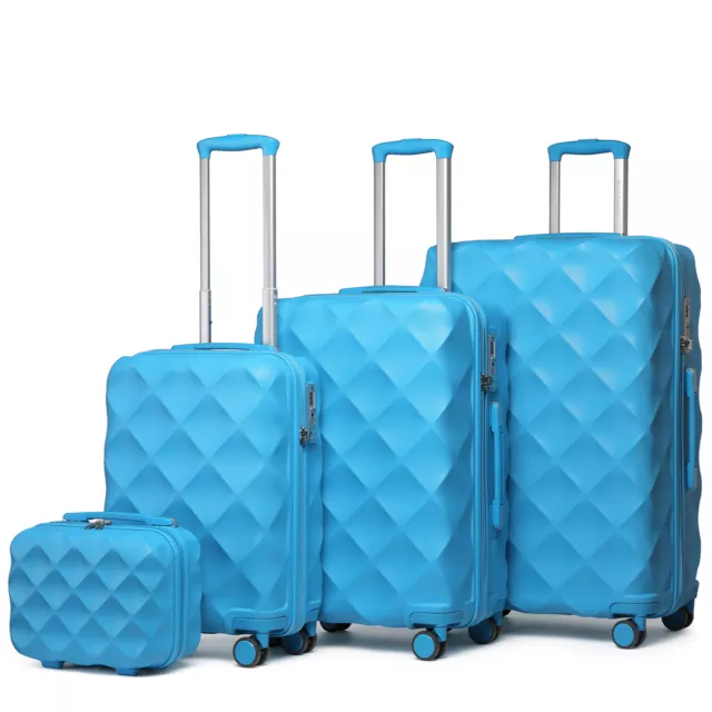 4PCS Hard Shell Suitcase Set 4 Wheels ABS+PC Hand Luggage Carry On Travel Case