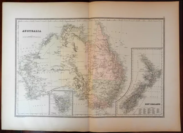 Australia Tasmania New Zealand explorer routes Torrens 1889 Bradley large map