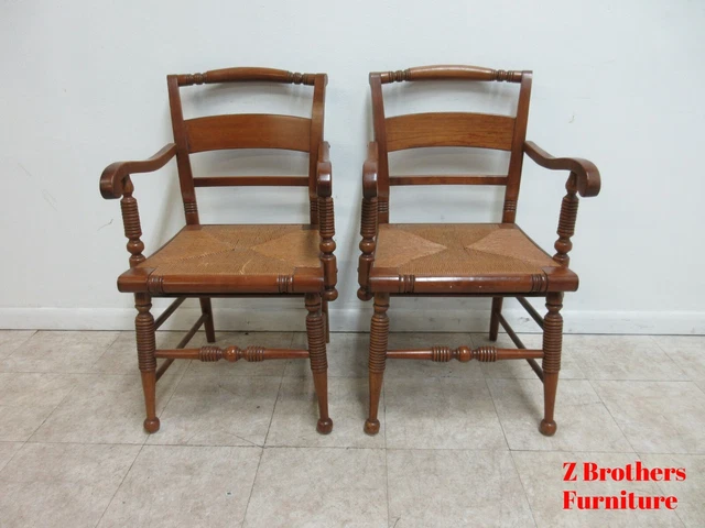 Pair Pennsylvania House Candlelight Rush Seat Shaker Dining Room Arm Chairs Pair Pennsylvania House Candlelight Rush Seat Shaker Dining Room Arm Chairs