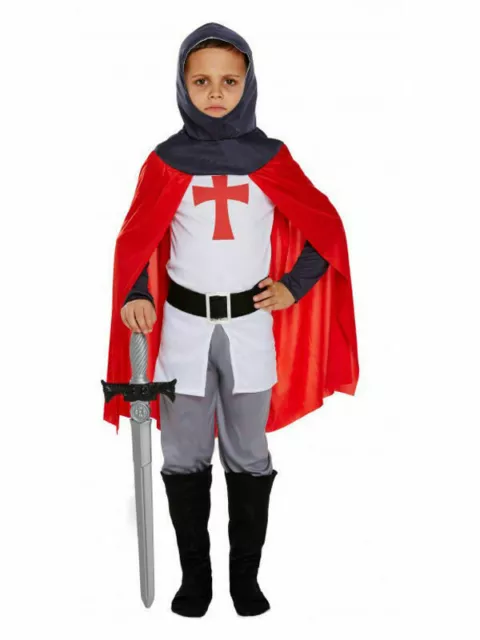 Boys Medieval Knight Costume Kids Children's Fancy Dress St George Book week