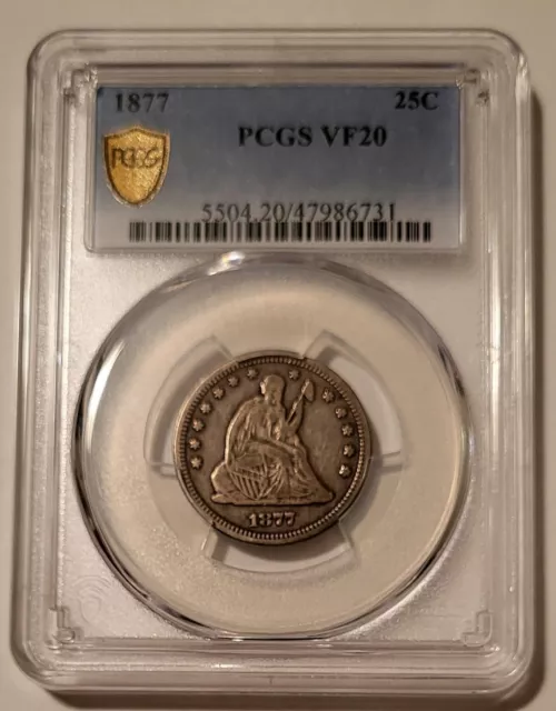 1877 Seated Liberty Quarter VF20 PCGS