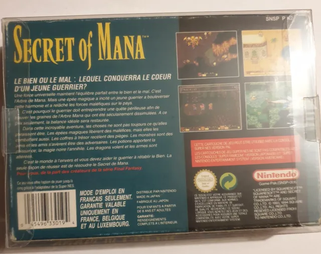 Secret of Mana (Nintendo SNES, 1994) Boîte Originale Seule, Sans Jeu. 2