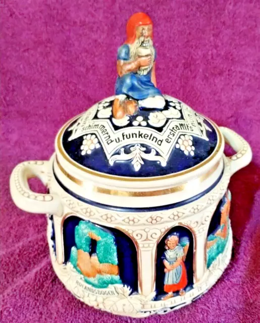 Tobacco Jar vintage German MARZI REMY VINEYARD HUMIDOR COCHEM CASTLE ROLANDSBOGE