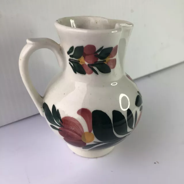 Hand Painted Art Pottery Floral Pitcher Made In Czechoslovakia