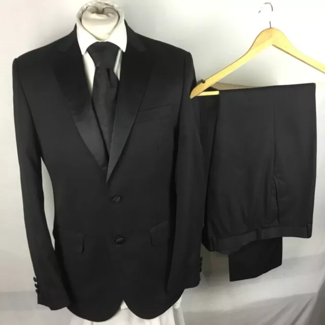 M&S Collection Black Mens Dinner Suit Tuxedo 38M W32 L32