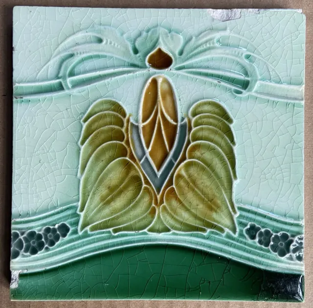 England - Antique Art Nouveau Majolica Tile C1900