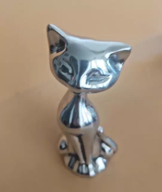 Hoselton Canada  Polished Aluminum Sitting Cat Sculpture Figurine 6” Cat. #1235