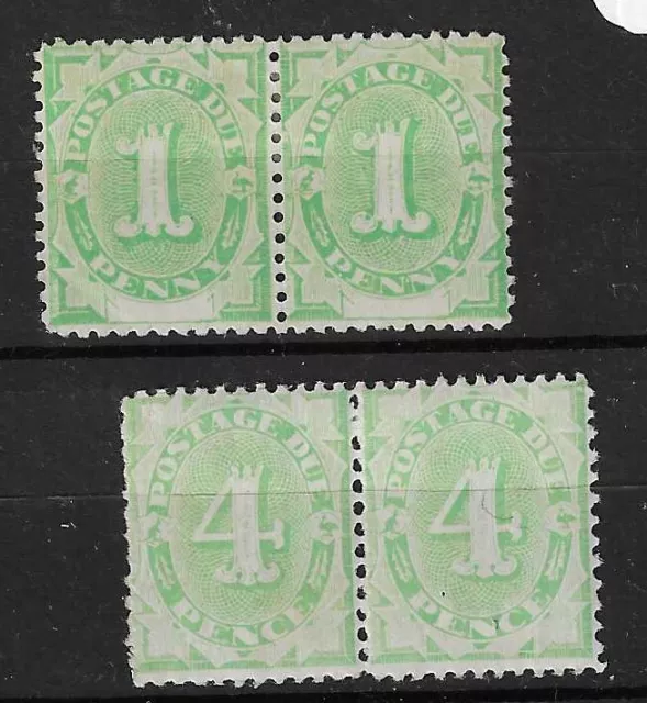 AUSTRALIA Postage Dues: 1902 1d emerald green PAIR - 70333