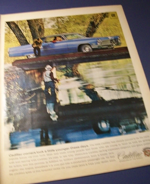 1968  Cadillac Coupe deVille  large-size mag car ad - fishing theme