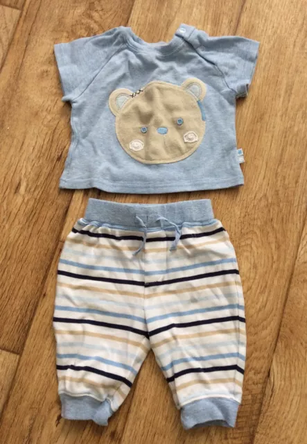 TU 3-6 mois bleu bébé garçon ensemble de tenues mignonnes rayures ours t-shirt pantalon