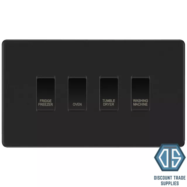 BG Screwless Flatplate Matt Black Switches & Sockets Full Range Black Inserts