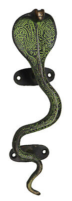 8" Green Cobra Snake Shape Victorian Style Handmade Brass Door Pull Handle Knob